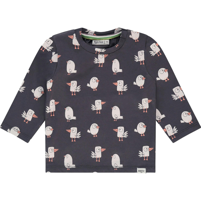 Cartoon Birds Print Long Sleeve T-Shirt