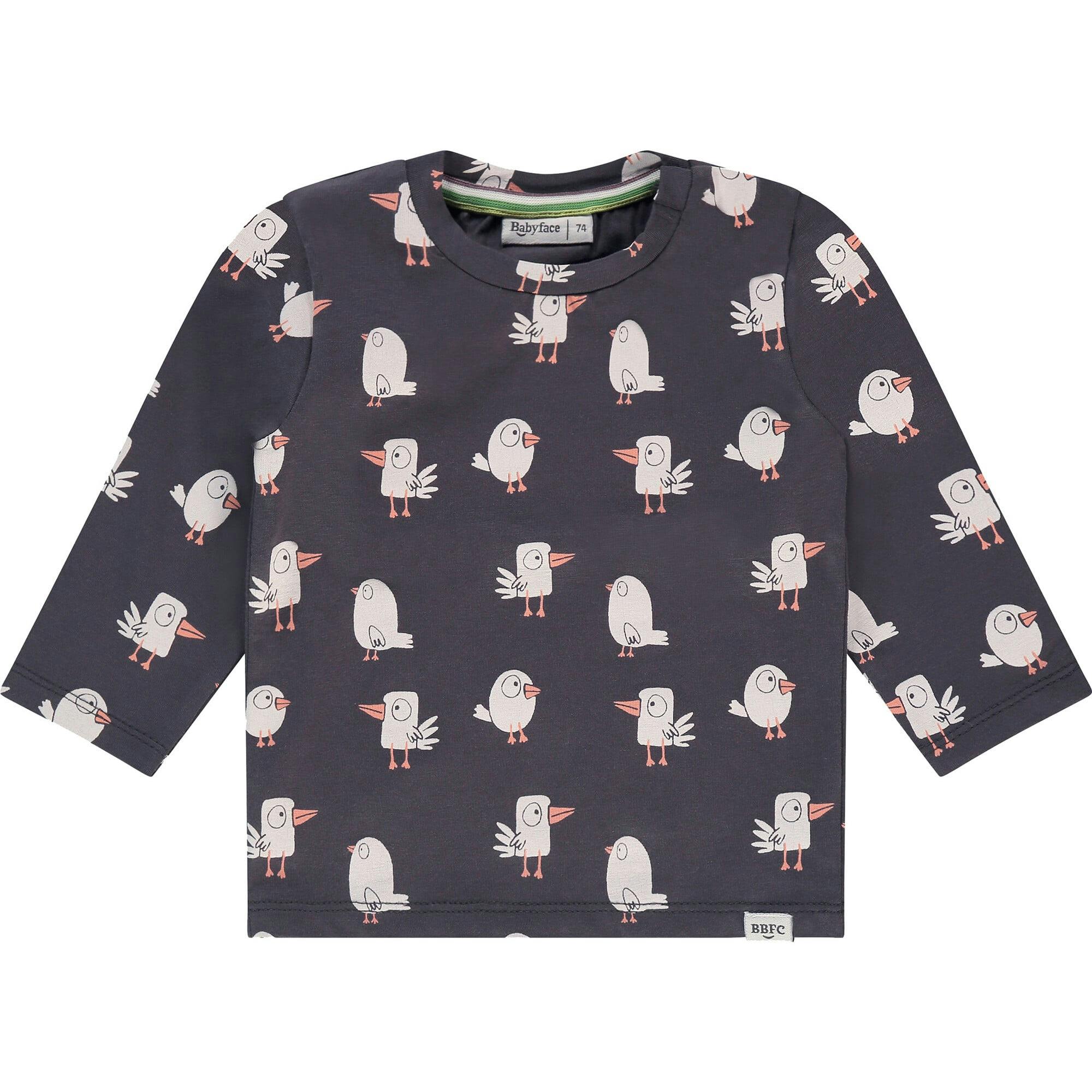 Cartoon Birds Print Long Sleeve T-Shirt