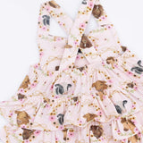 Farm Animals Floral Cameos Pink - Ruffle Sunsuit
