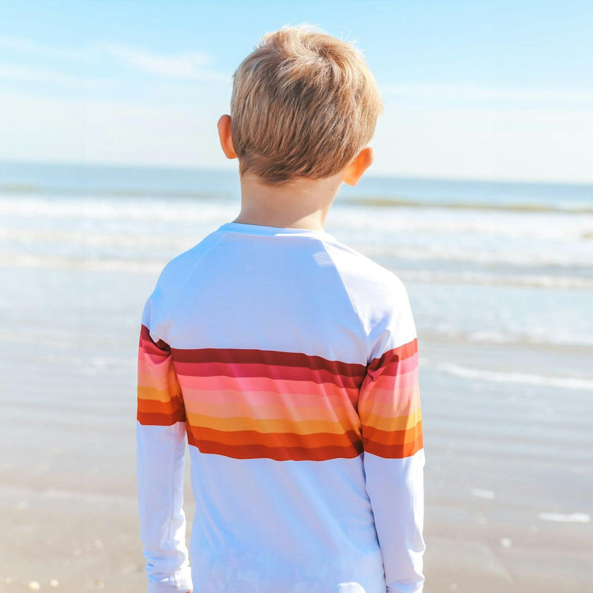 Sunset Beach Rainbow Rash Guard