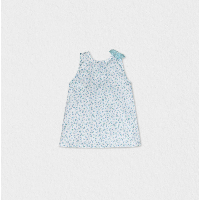 Fleur Baby Blouse Sleeveless, Flowery Aqua Blue