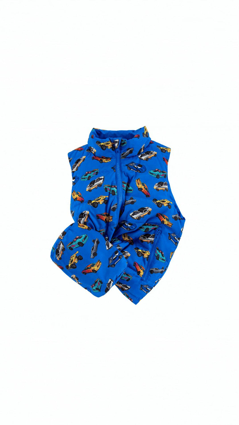 Casey Reversible Lightweight Down Puffer Vest, Blue Hot Rod