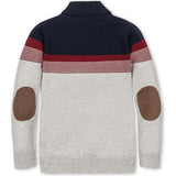 Organic Long Sleeve Striped Shawl Collar Sweater, Grey