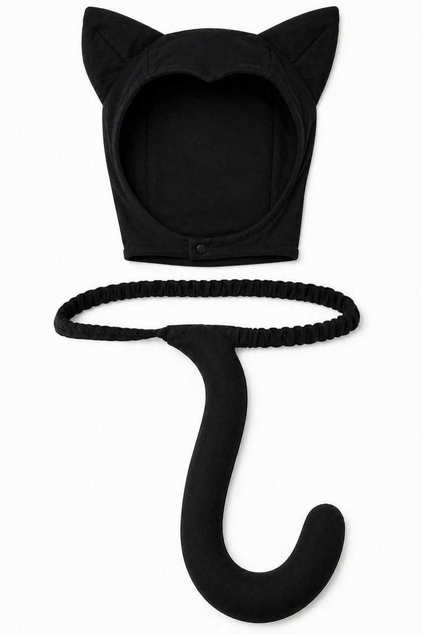 Adult Black Cat Hat & Tail Accessory Set