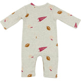 Football Print One Button Romper Baby Rib