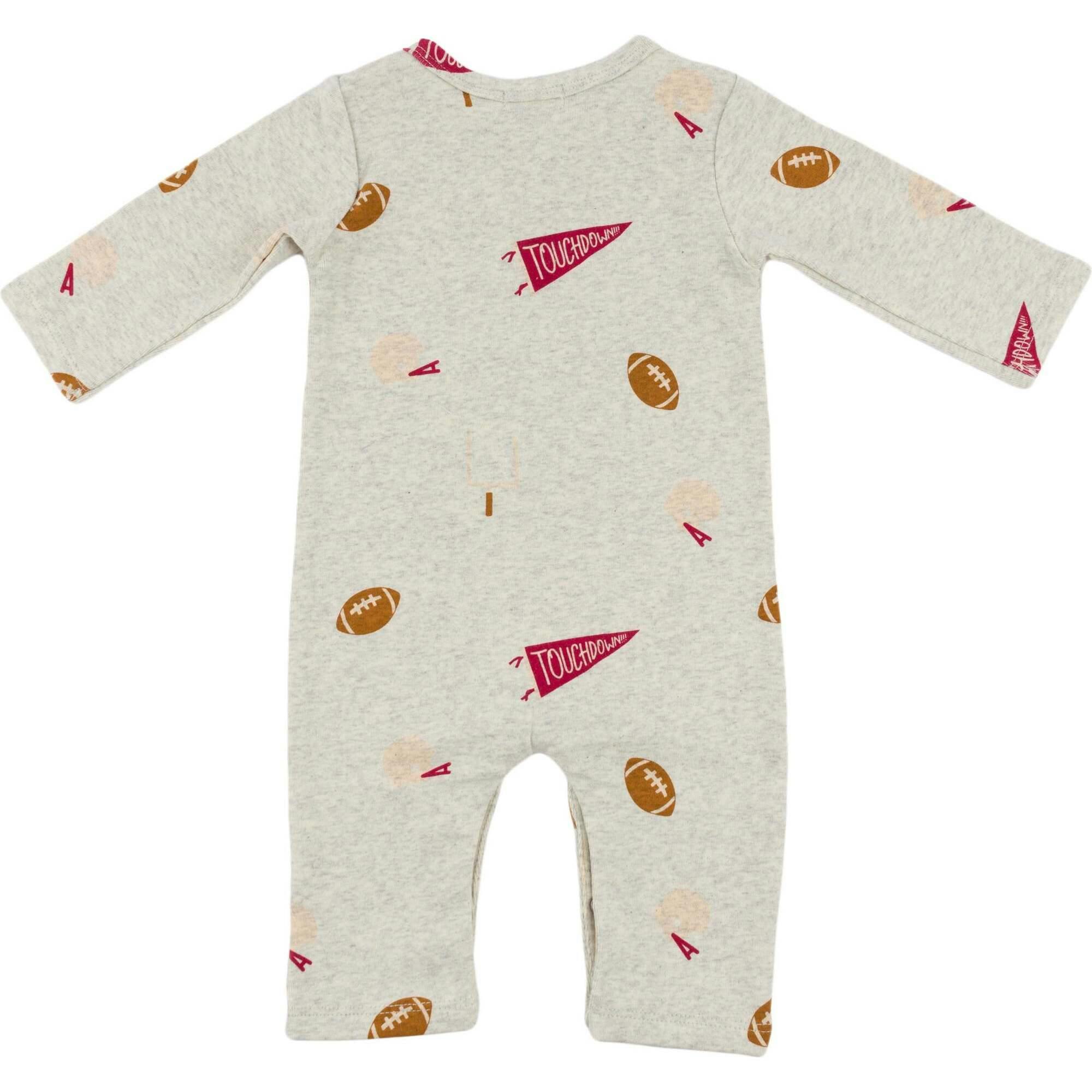 Football Print One Button Romper Baby Rib
