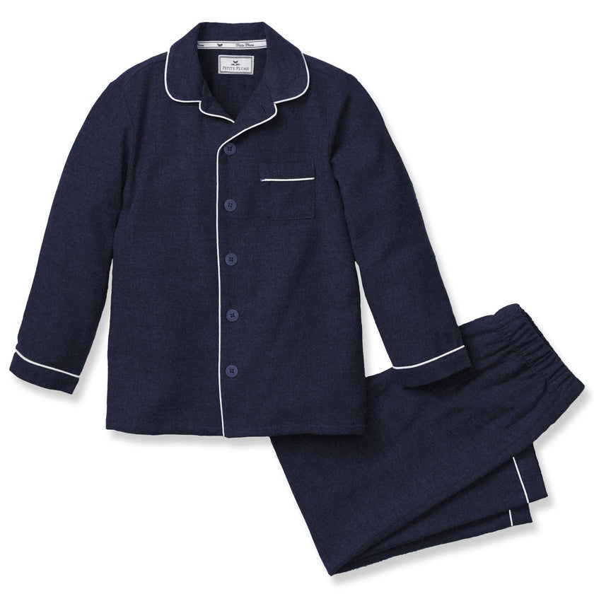 Kid's Flannel Pajama Set in Navy