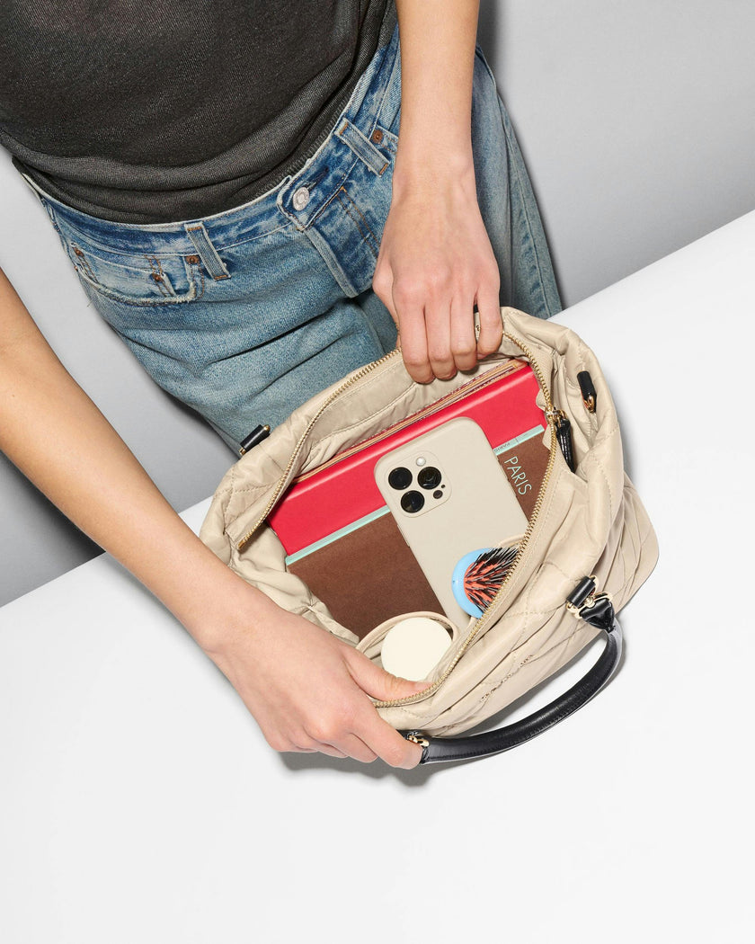Sand/Black Small Madison E/W Tote