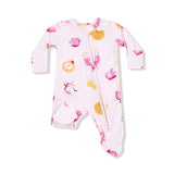 Hanukkah - Pink - 2 Way Zipper Ruffle Back Footie