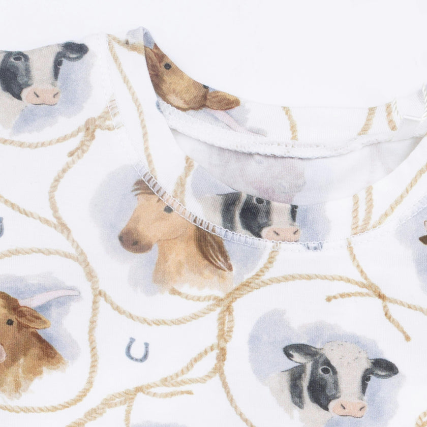 Farm Animals Rope Cameos Uni - Short Sleeve Loungewear Set