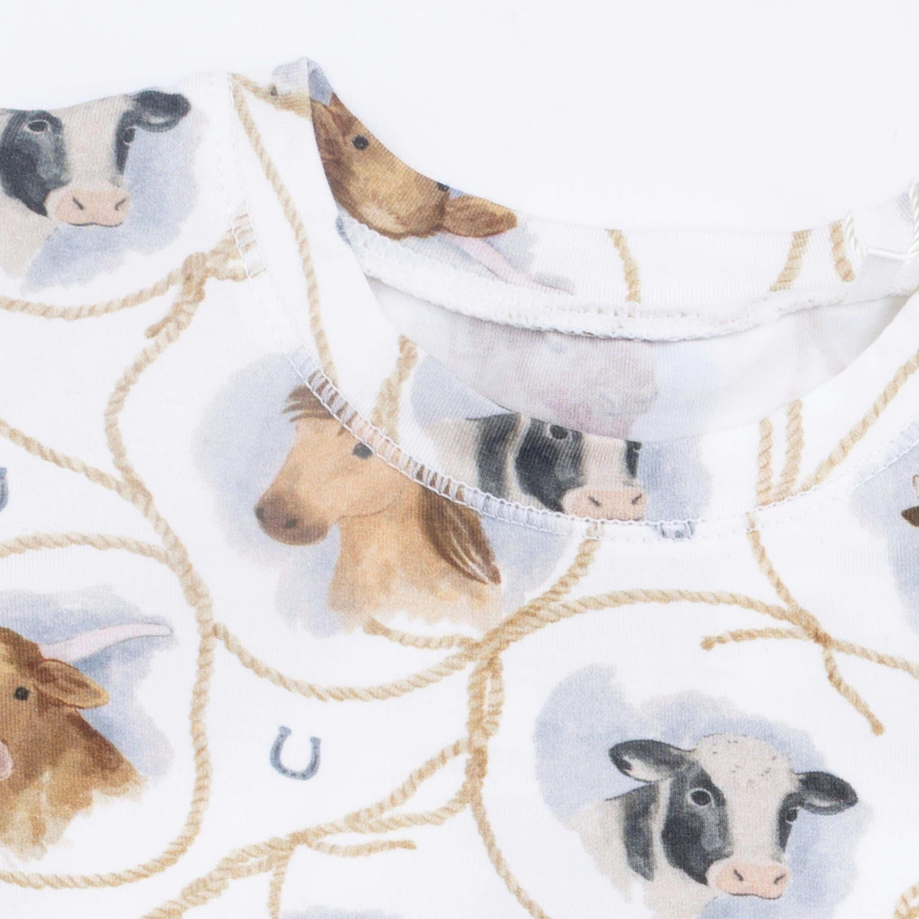 Farm Animals Rope Cameos Uni - Short Sleeve Loungewear Set