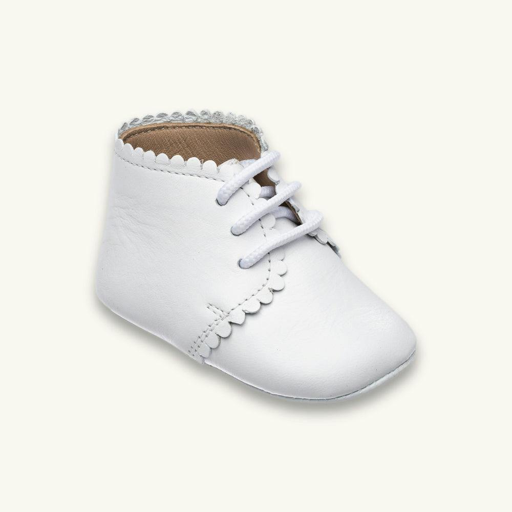 Baby Scalloped Bootie | White Leather