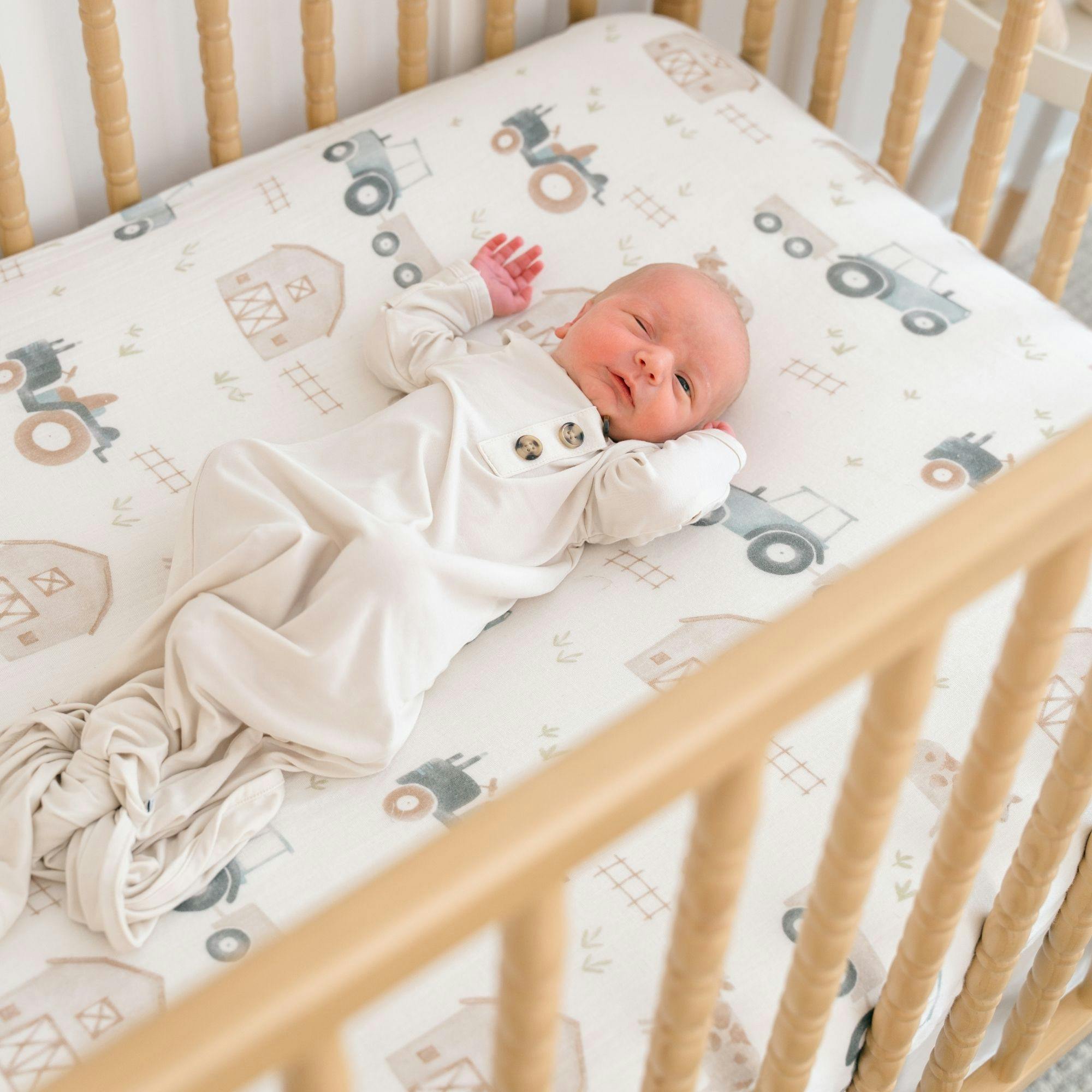 Charlie Tractor Cotton Fitted Crib Sheet