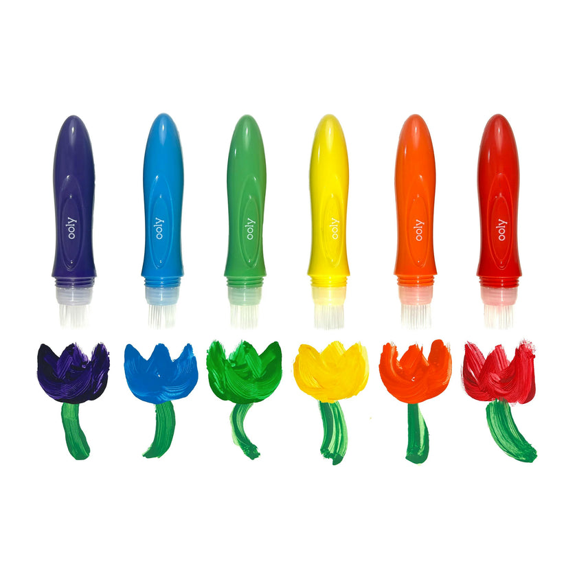 Easy Squeezy Squeezable Poster Paint Brushes - Easy Grip - Set of 6