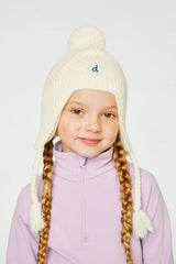 Winter Peruvian Knit Hat with Pompom Off-White