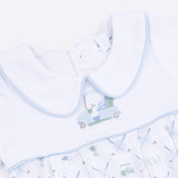 Golf Trellis Blue - Classic Box Pleat Bubble