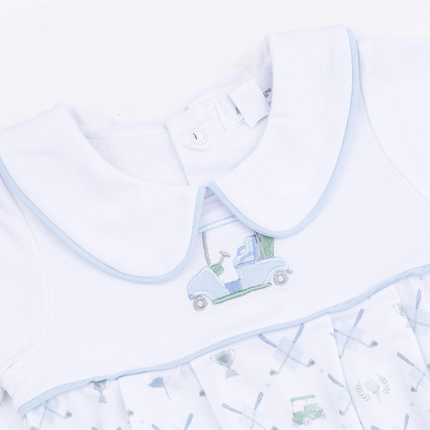 Golf Trellis Blue - Classic Box Pleat Bubble