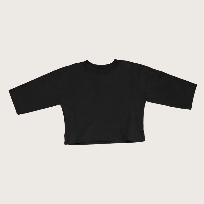 Adult Rory Long Sleeve Black Cotton Rib Tee