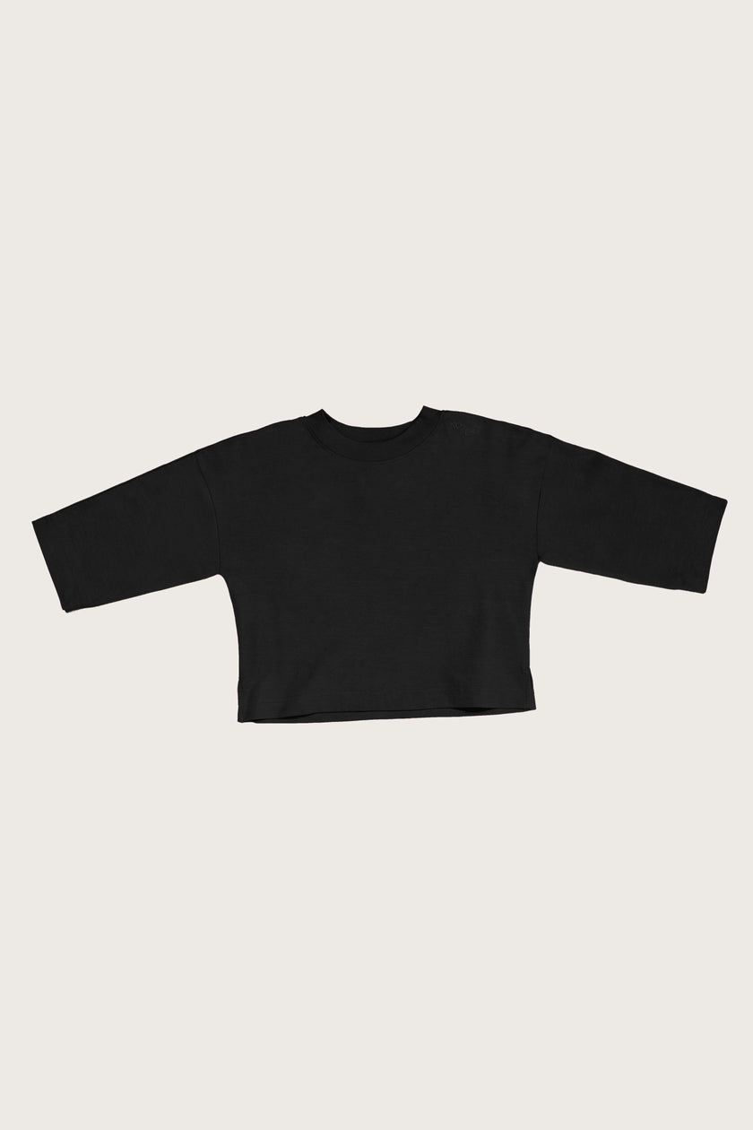 Adult Rory Long Sleeve Black Cotton Rib Tee