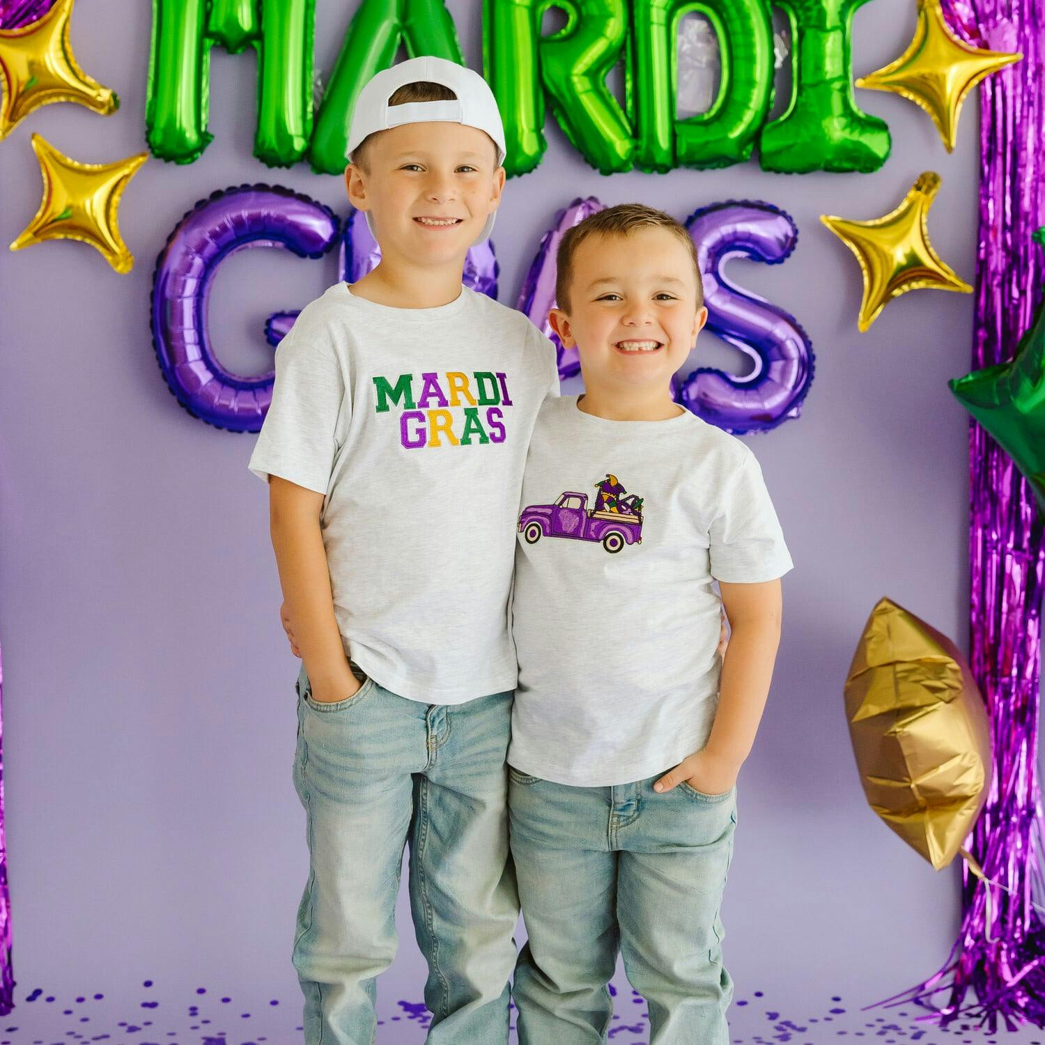 Mardi Gras Patch Short Sleeve T-Shirt - Ash