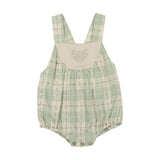 Embroidered Windowpane Romper