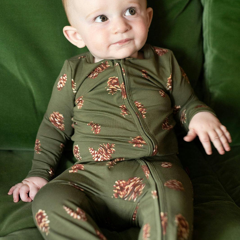 Pinecone Cotton Stretch Zipper Footed Romper