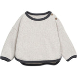 Contrast Trim Crew Neck Long Sleeve 2-Button Shoulder Sweatshirt