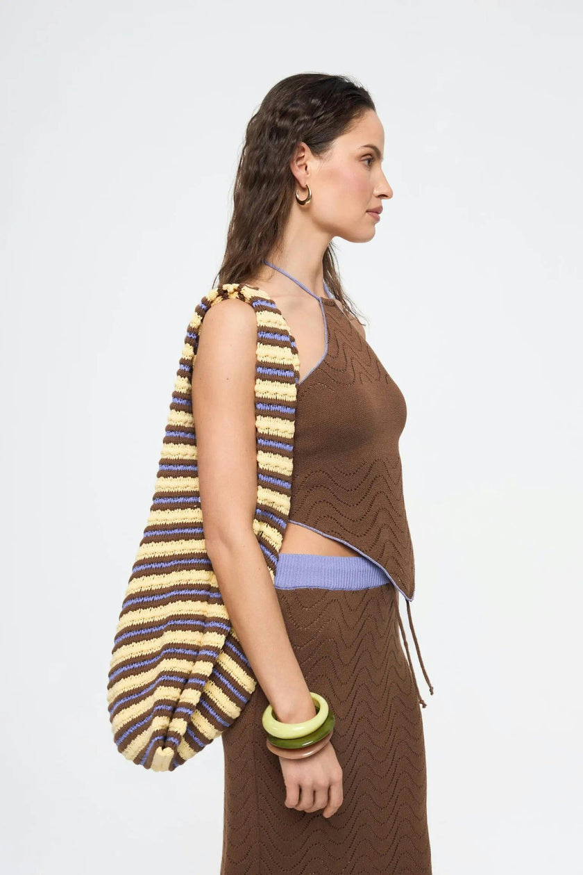 organic cotton crochete bag - banana palm