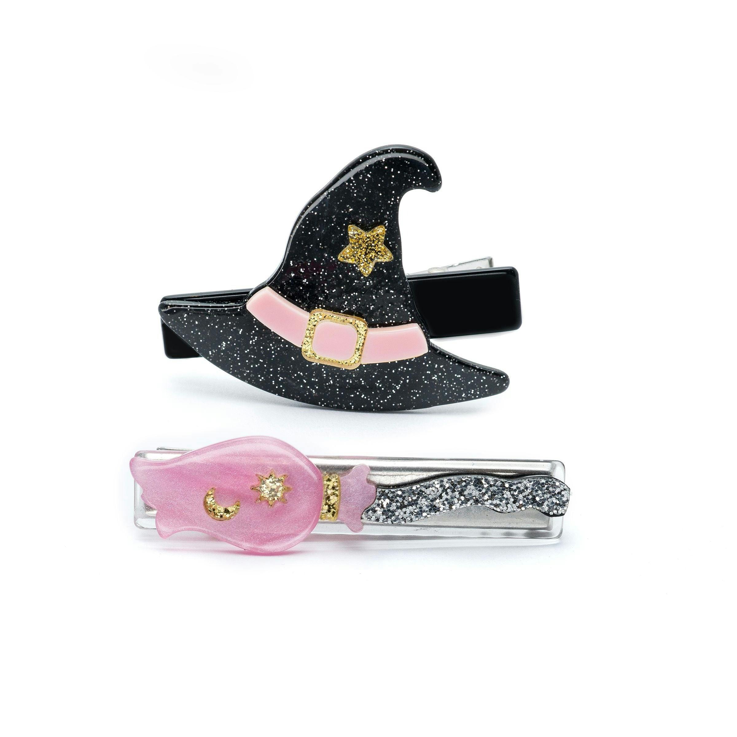 Witch Accessories Hat and Broom Hair Clips