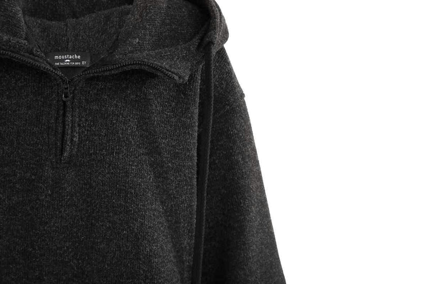 Dark Gray Half-Zip Hooded Sweatshirt