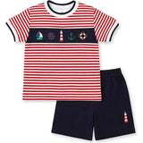 Knit Short Set With Nautical Appliqué