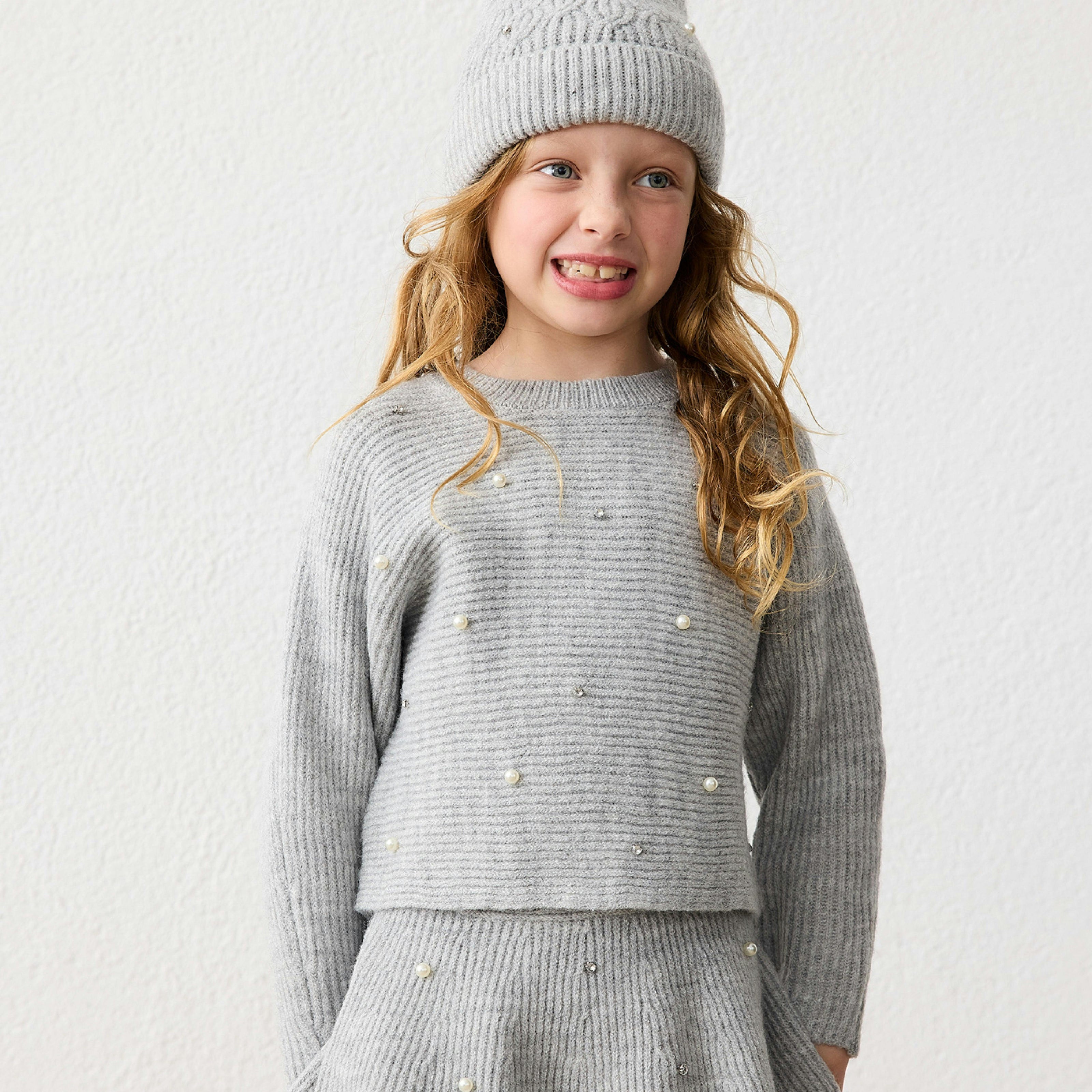 Gray Pearl Knit Sweater