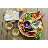 Iris Blue Drop Wood Handled Round Tray