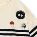 Cream Striped Character Sweater
