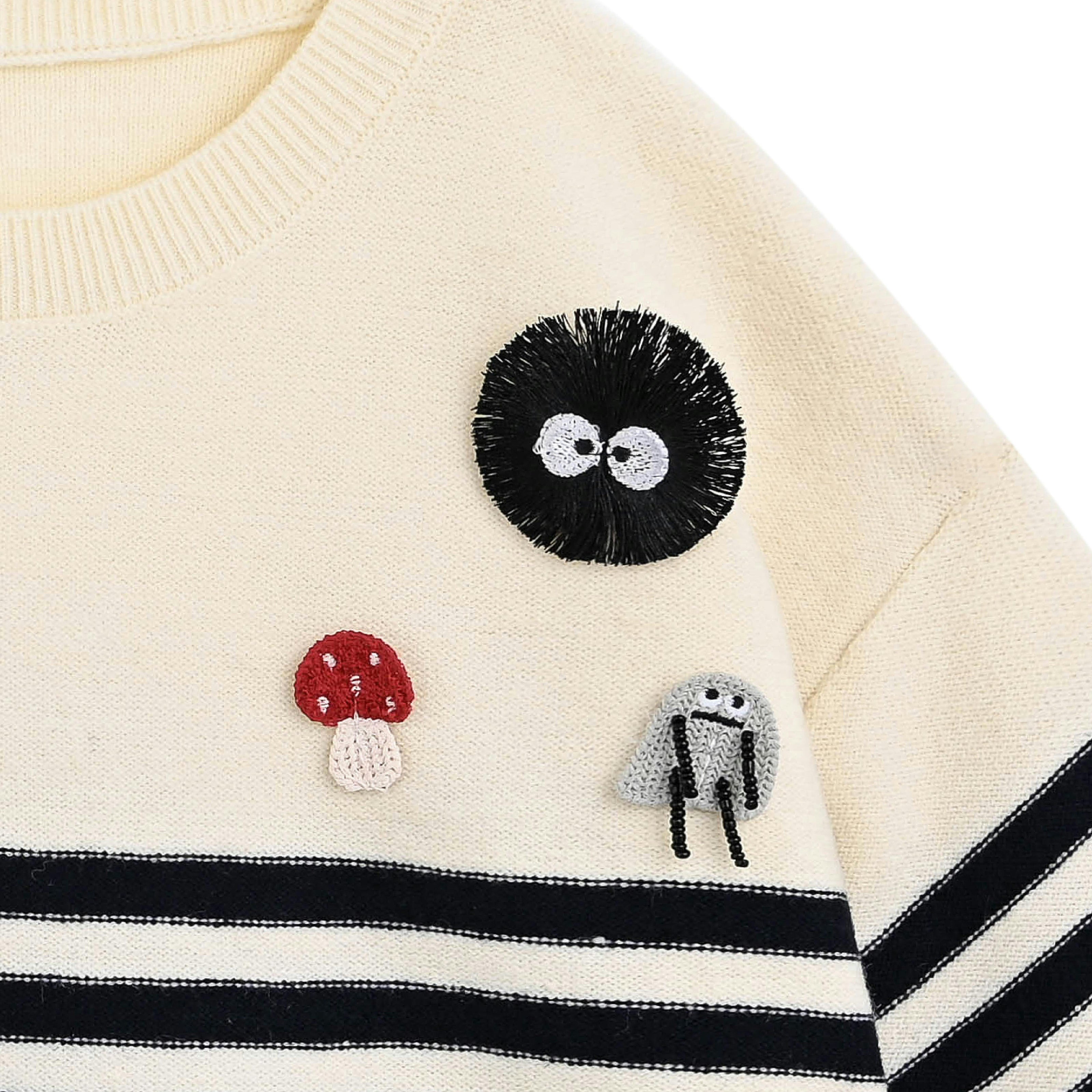 Cream Striped Character Sweater
