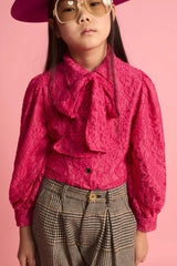 Lace Bow Blouse Fuchsia