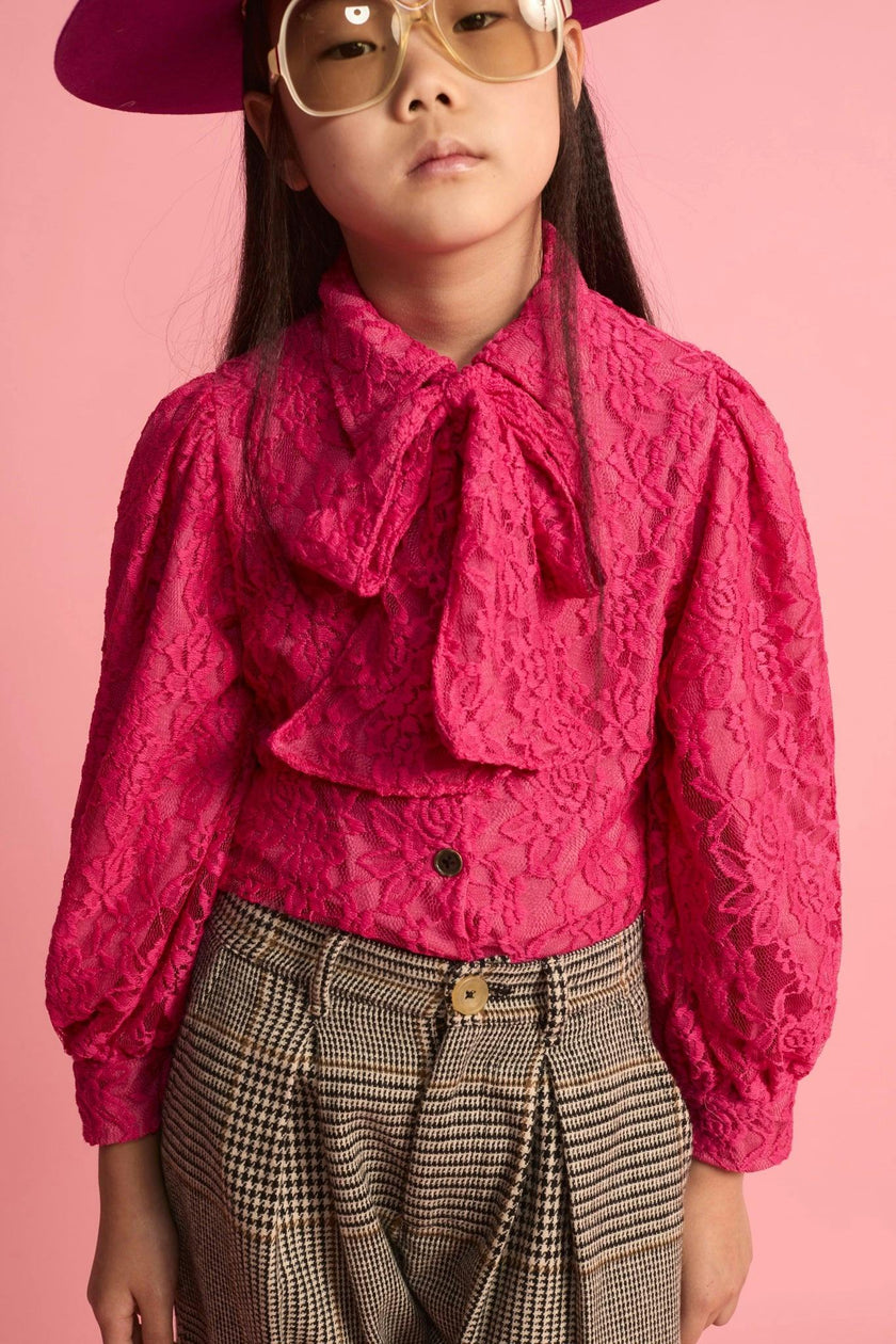 Lace Bow Blouse Fuchsia