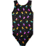 Shimmer Holographic Sleeveless Leotard, Black