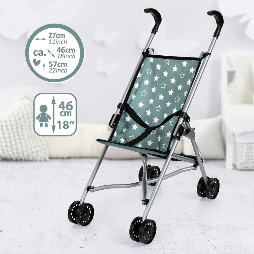 Bayer Design Dolls: Buggy Umbrella Stroller - Green & White Stars