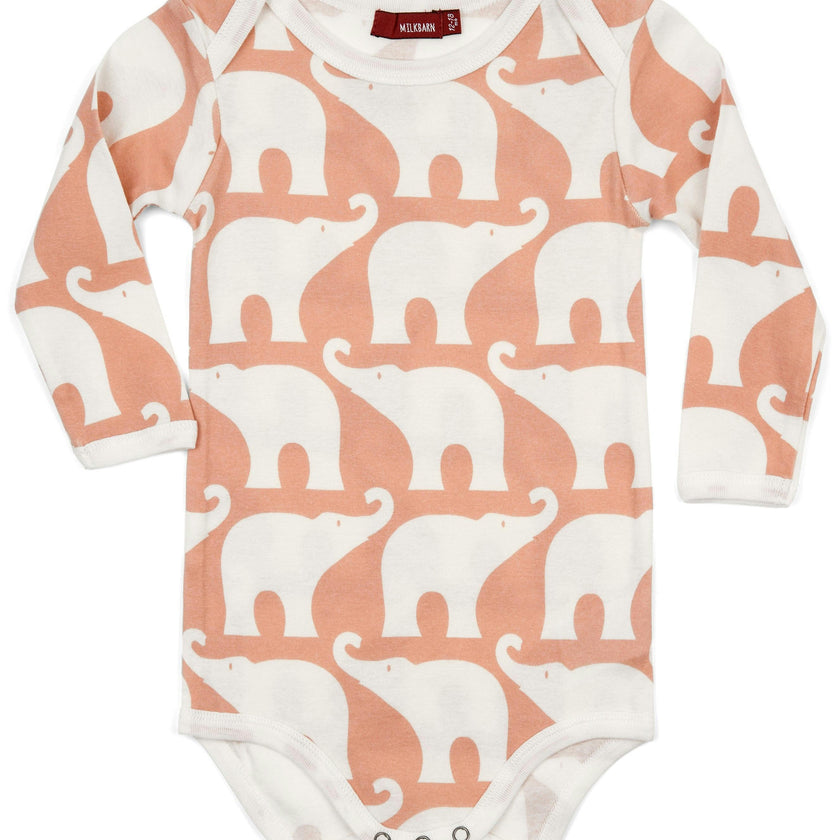 Rose Elephant Organic Long Sleeve One Piece