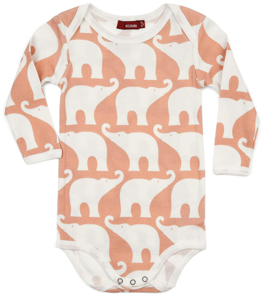 Rose Elephant Organic Long Sleeve One Piece