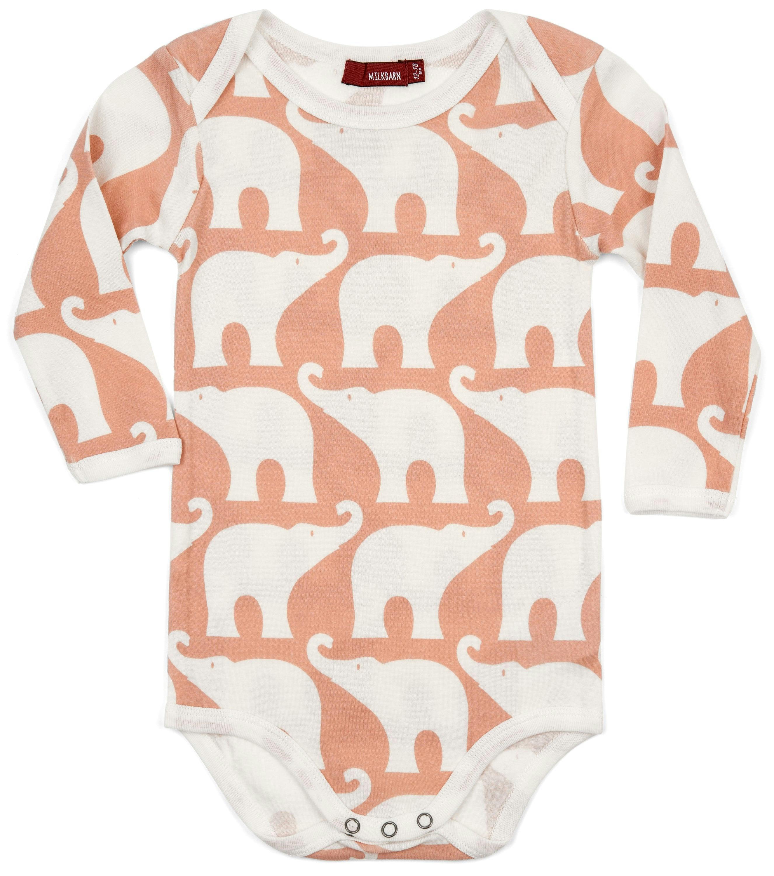 Rose Elephant Organic Long Sleeve One Piece