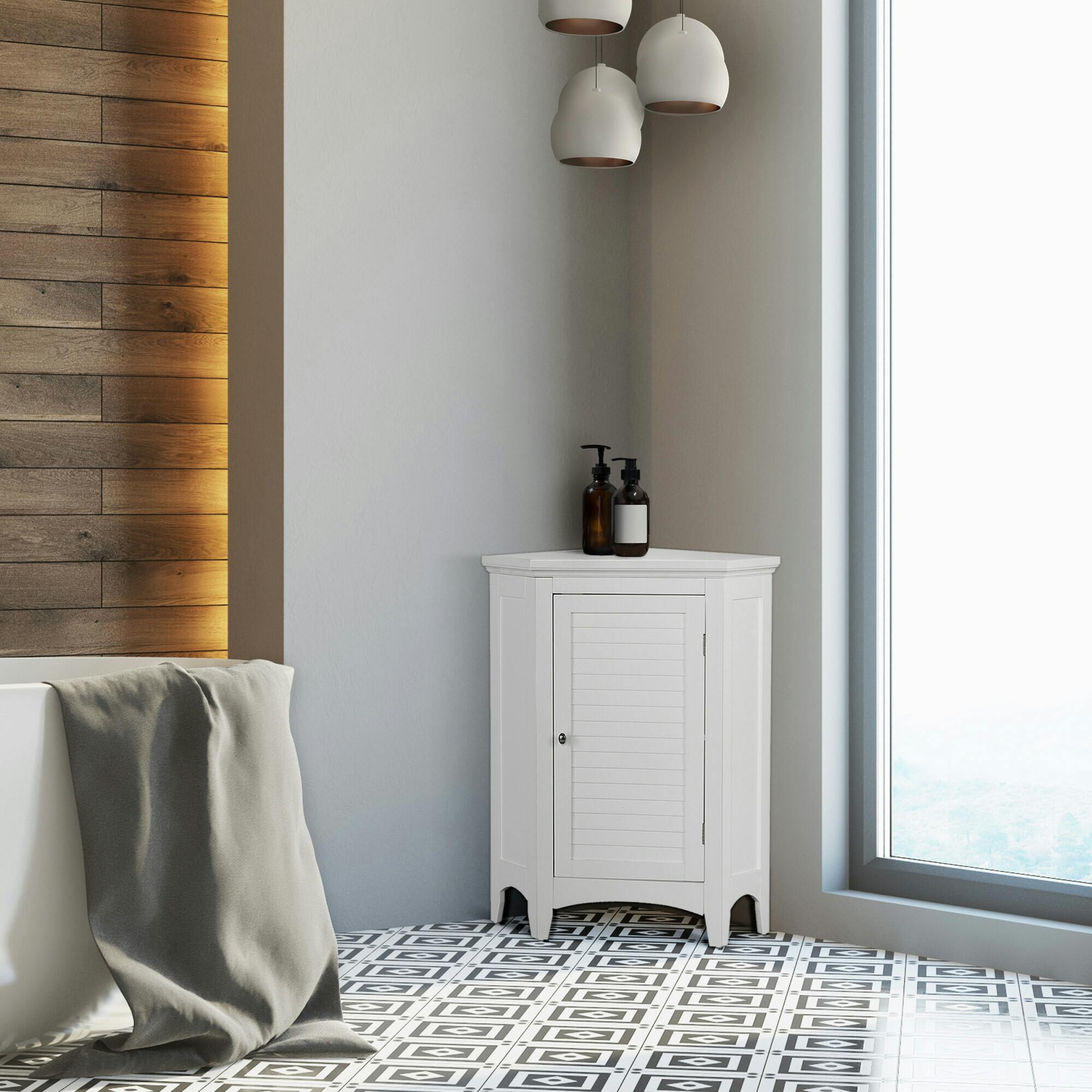 Glancy Wooden Corner Floor Cabinet with Shutter Door
