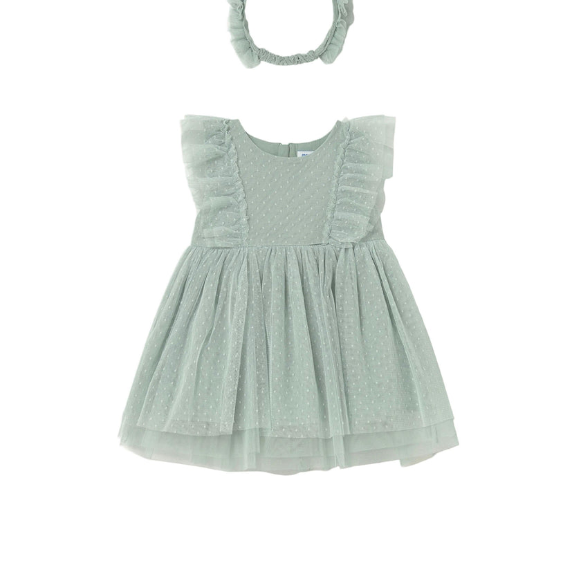 Green Baby Dress With Matching Headband