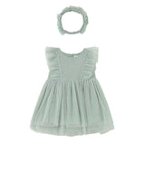 Green Baby Dress With Matching Headband