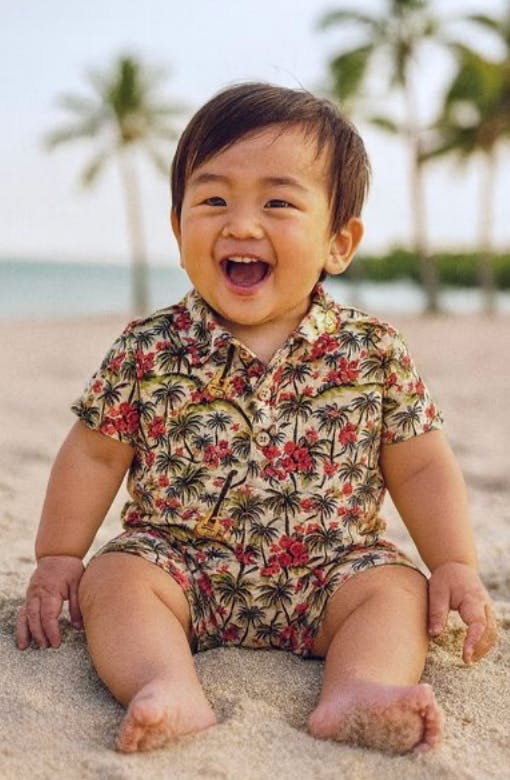 MOLOKAI HAWAIIAN MUSIC PRINTED WOVEN ROMPER