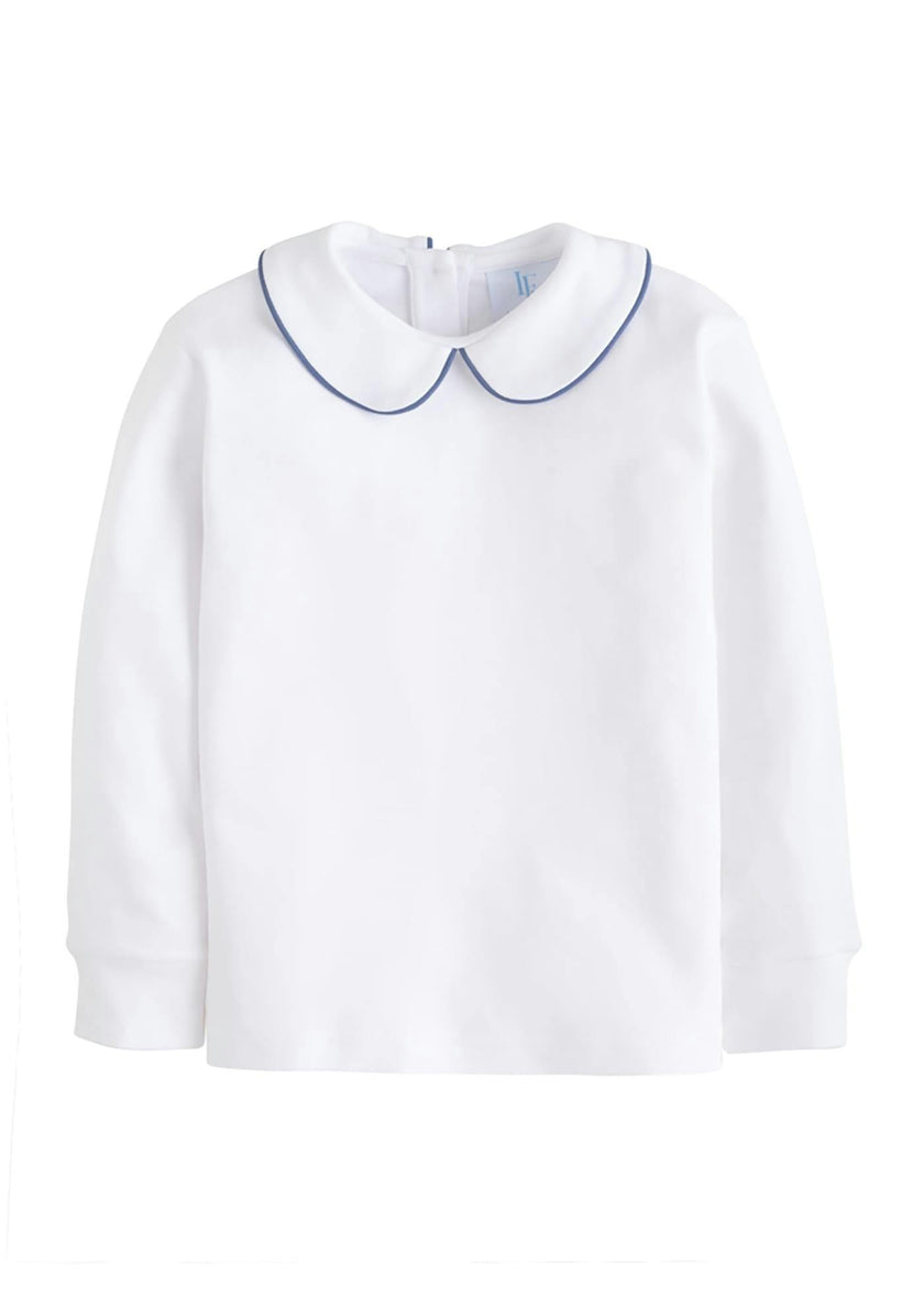 Piped Peter Pan Shirt - Gray Blue