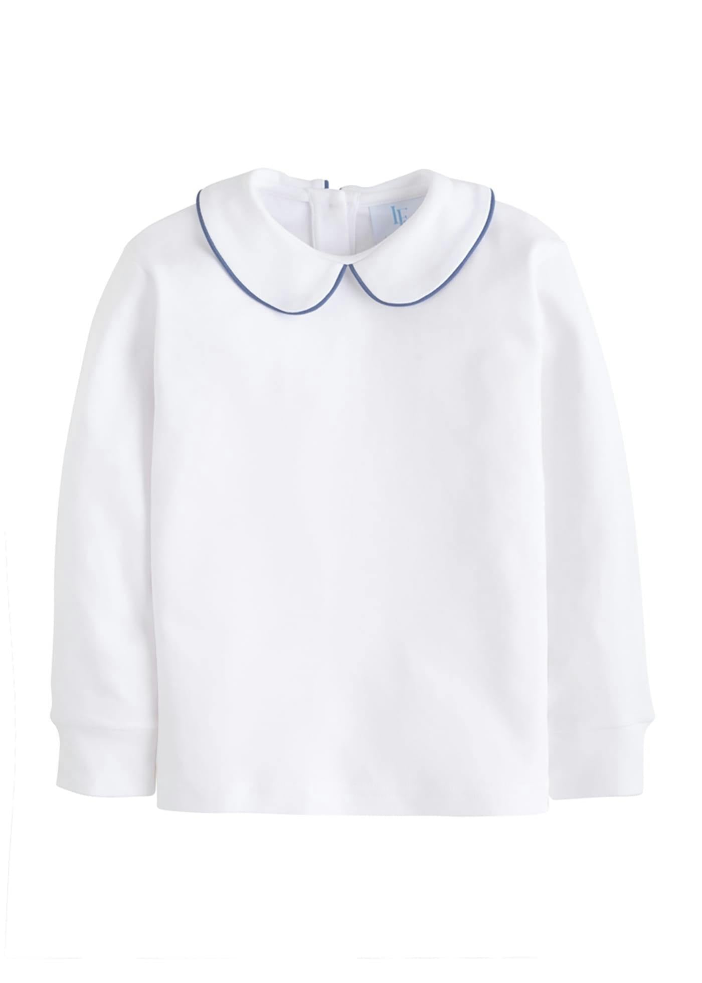 Piped Peter Pan Shirt - Gray Blue