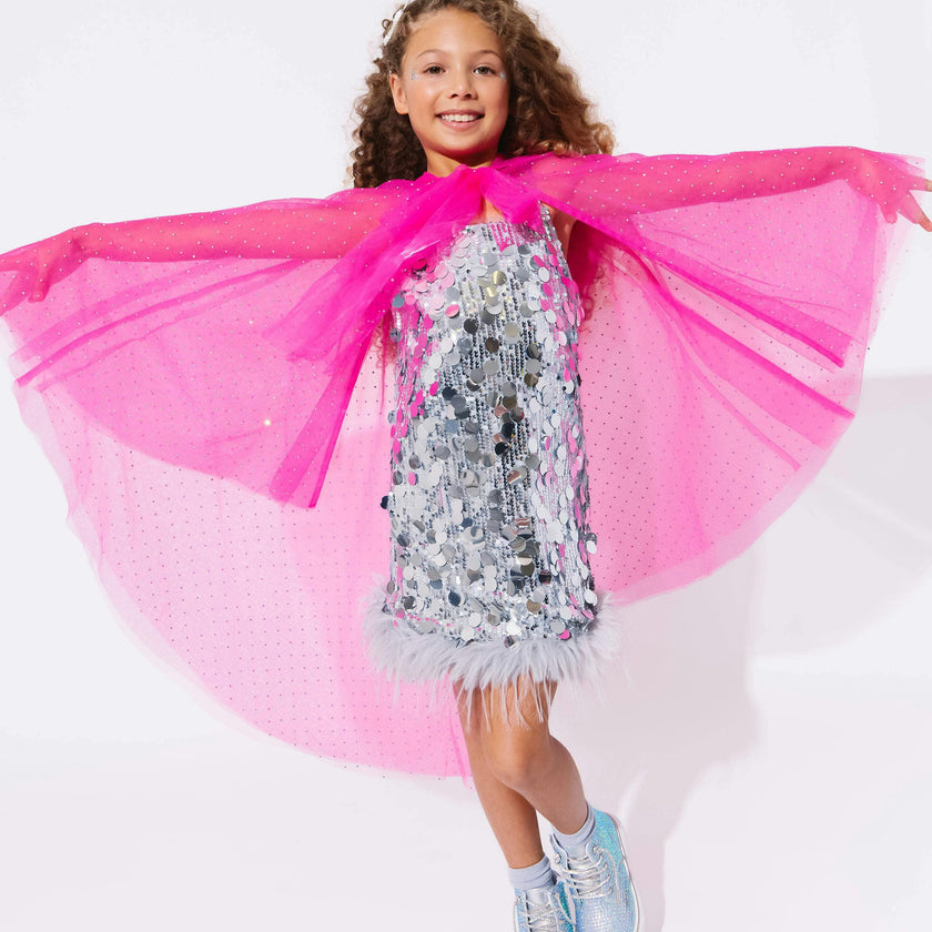 Hot Pink Crystal Cape