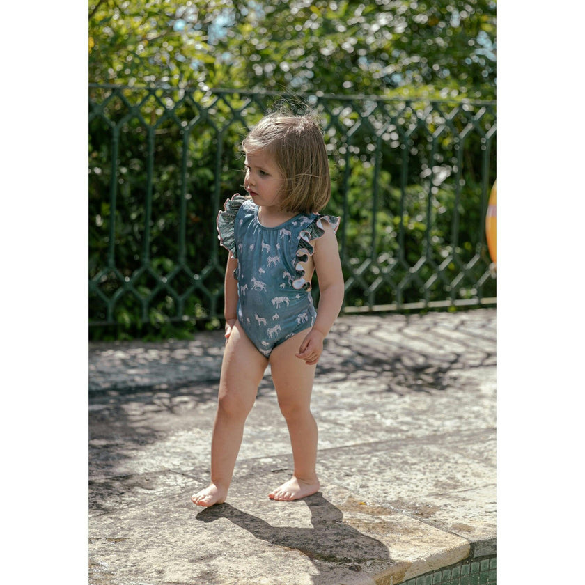 Jungle Zebras One-Piece Swimsuit, Green